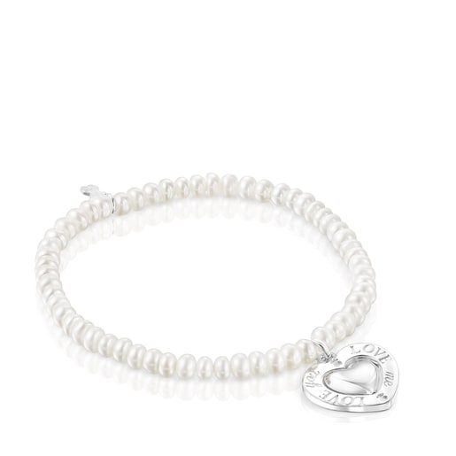 Pulsera perlas y corazón giratorio San Valentín