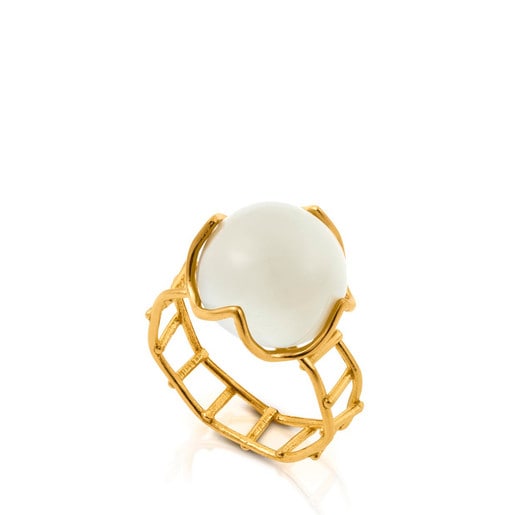 Gold Arquitec Ring with Moon Stone