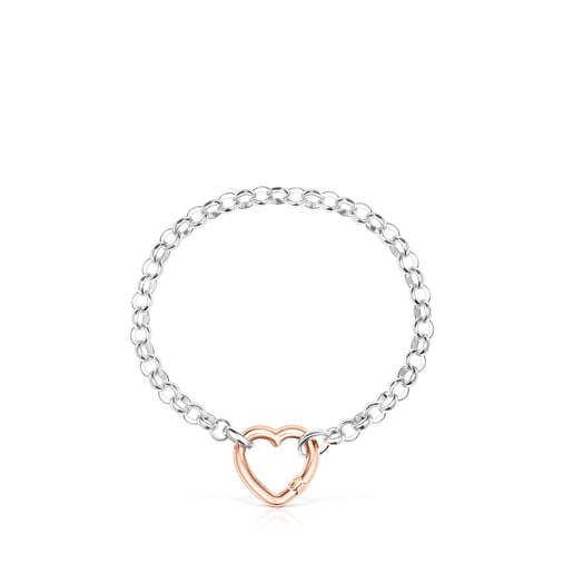 Hold heart Bracelet in Silver and Rose Vermeil