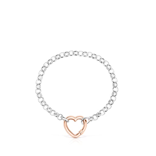 Pulsera Hold corazón de Plata y Plata baño de oro rosa 18 kt sobre plata