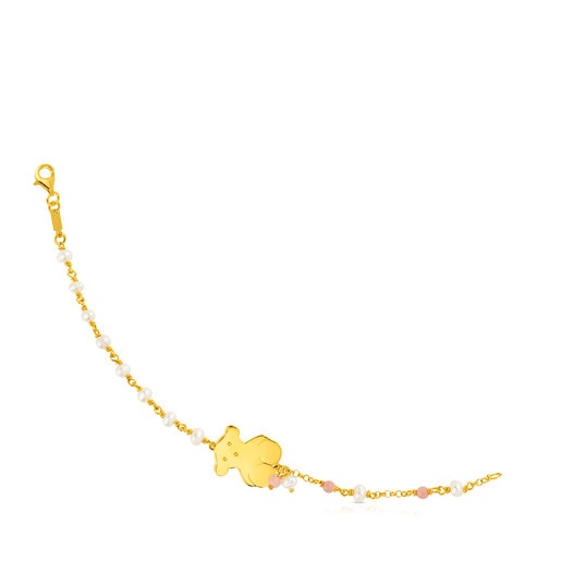 Motif - Náramek Tous Motif ze žlutého stříbra Vermeil s růžovými opály a perlami
