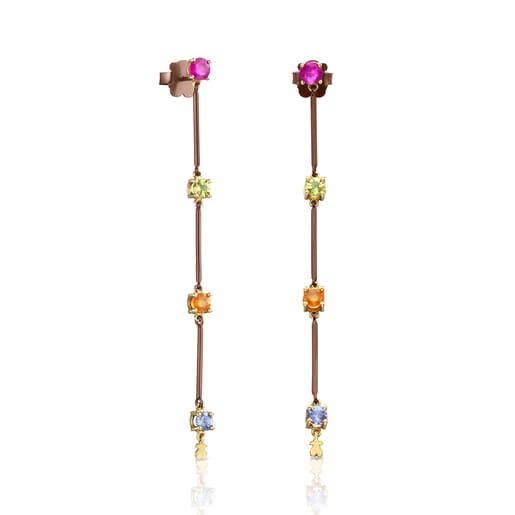 Titanium and Gold Mix Titanio Earrings with Gemstones