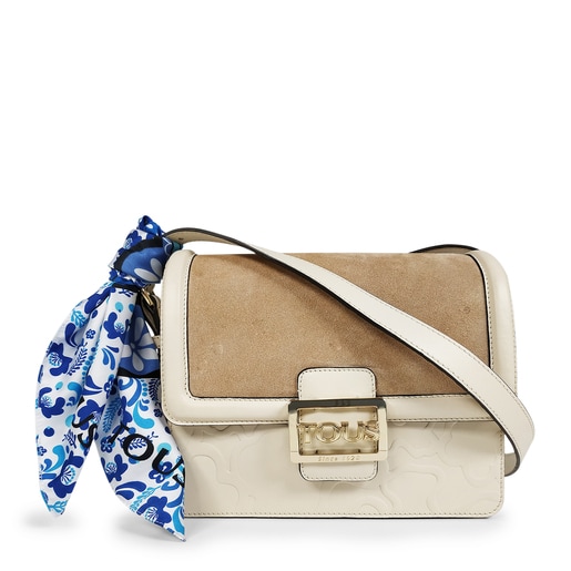 Medium beige leather Tous Icon Alma Rusa crossbody bag