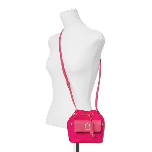 Mini fuchsia colored Canvas Laina Bucket bag