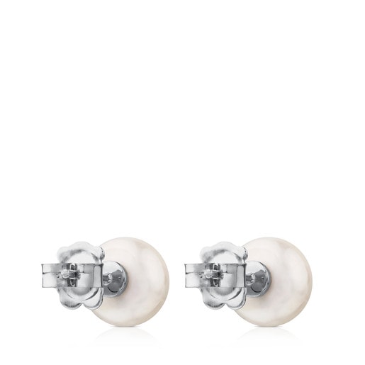 White Gold TOUS Puppies Earrings with Diamonds and Pearls