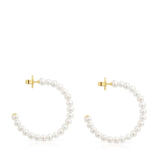 Gloss hoop earrings with Pearls | TOUS