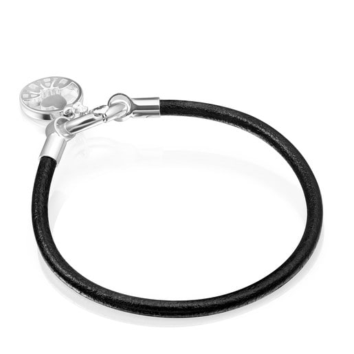TOUS Mama Bracelet in Silver and black Leather