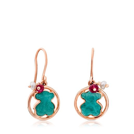 Boucles d'oreilles Camille en Argent Vermeil rose avec Amazonite