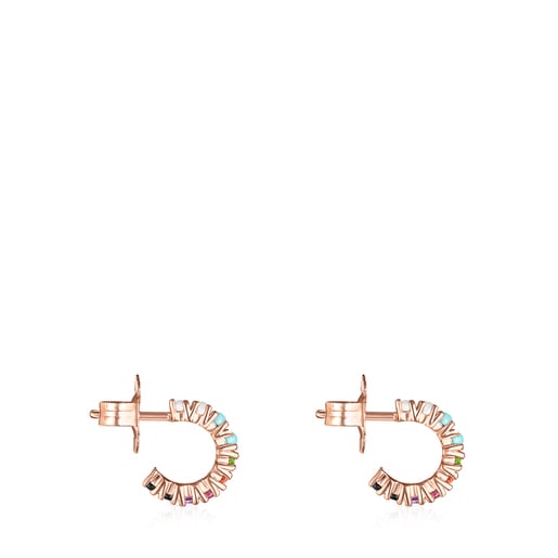 Aretes pequeños Straight con baño de oro rosa 18 kt sobre plata y Gemas