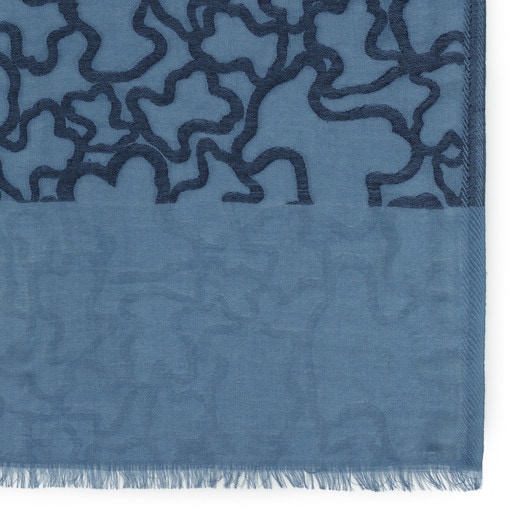 Aradia Jacquard - šála Tous vyrobená z bavlny a modalu ve modré barvě