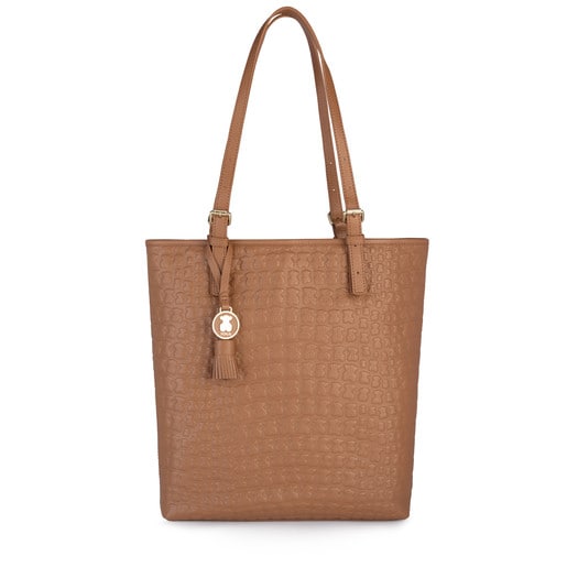 Τσάντα για Ψώνια Sherton από Δέρμα σε καφέ χρώμα
