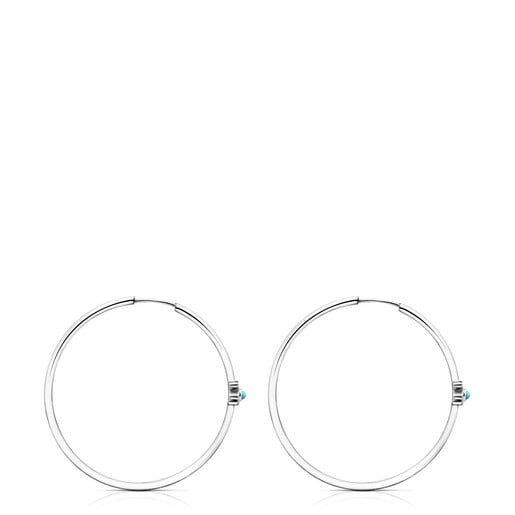 Large Silver Super Power Earrings with Ceramic | TOUS