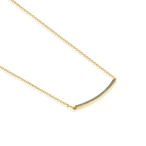 Nocturne bar Necklace in Silver Vermeil with Diamonds