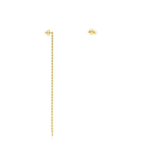 Ασύμμετρα Σκουλαρίκια Gloss από Ασήμι Vermeil με Μαργαριτάρι