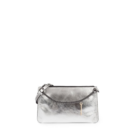 Silver leather New Liz Crack crossbody bag | TOUS
