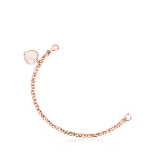 Pulsera con baño de oro rosa 18 kt sobre plata y cuarzo rosa Sweet Dolls Color