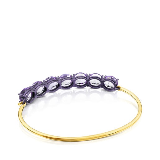 Gold and Pink Titanium Titanio Cuff with Amethysts