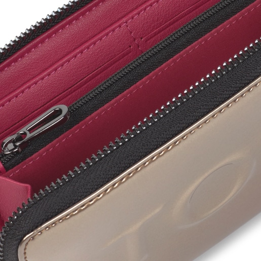 Billetera mediana Grata Dorp gris y fucsia