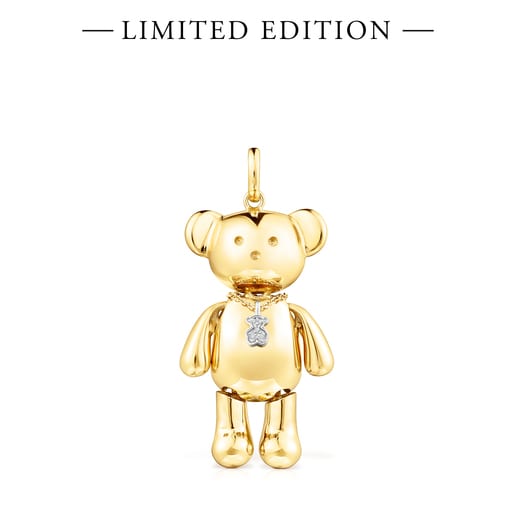 Large Gold Teddy Bear Pendant with Diamonds – Limited edition