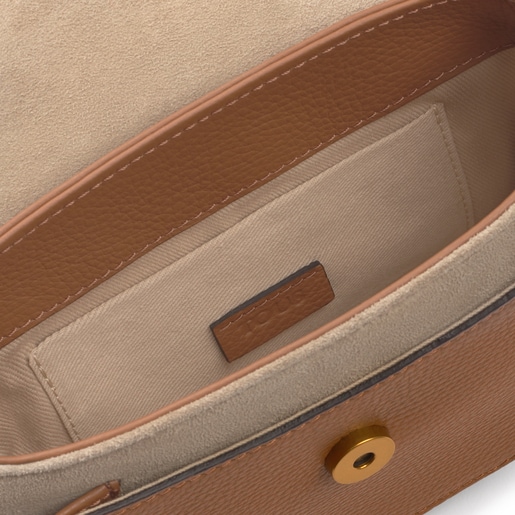 Brown/beige T Hold Chain leather crossbody bag