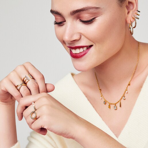 שרשרת נוקטורן ורמייל צהוב בשילוב פנינים ויהלומים