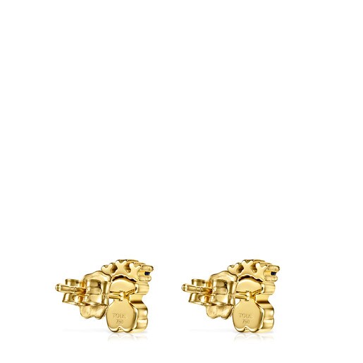Gold Real Sisy bear Earrings with Gemstones