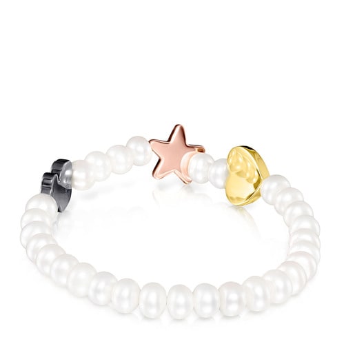 Pearl Sweet Dolls Bracelet with Silver Vermeil, Rose Silver Vermeil and Dark Silver