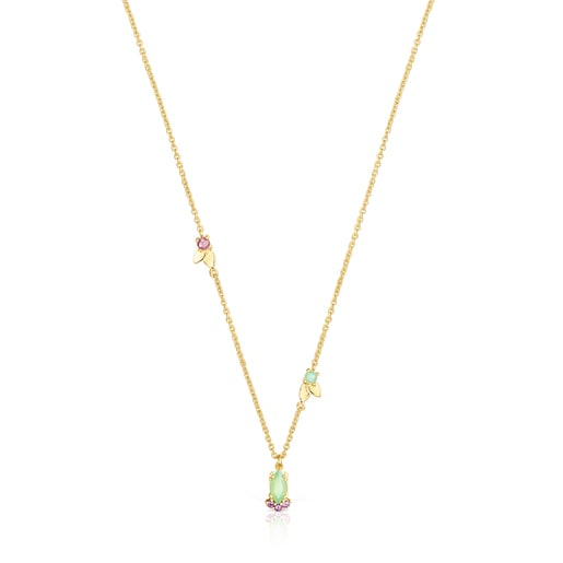 Silver Vermeil Fragile Nature Necklace with Gemstones | TOUS