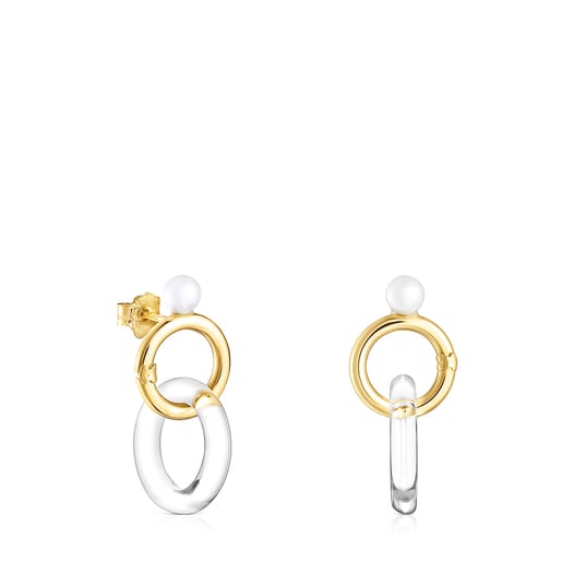 Pendientes de oro con cristal y perla Luz