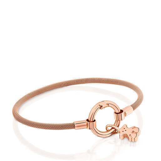 Small Rose Vermeil Silver and Steel Hold Bracelet | TOUS