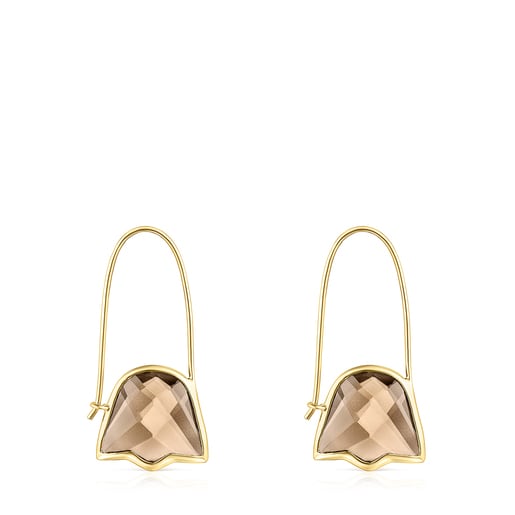 Silver Vermeil and smoky Quartz Sweet Dolls Color Earrings | TOUS