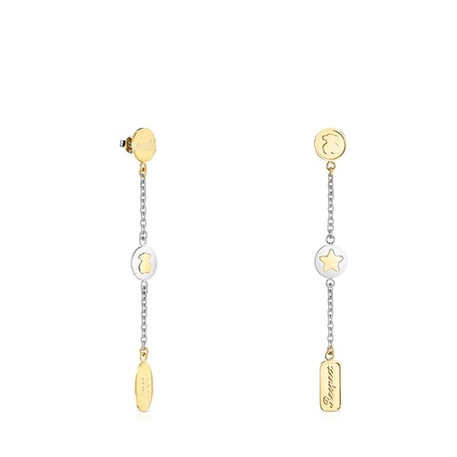 Long two-toned Steel TOUS Good Vibes Earrings