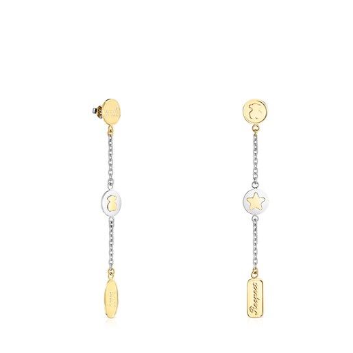 Long two-toned Steel TOUS Good Vibes Earrings