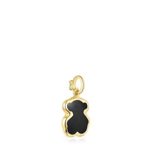 Pendentif TOUS Good Vibes ourson en Argent Vermeil et Onyx