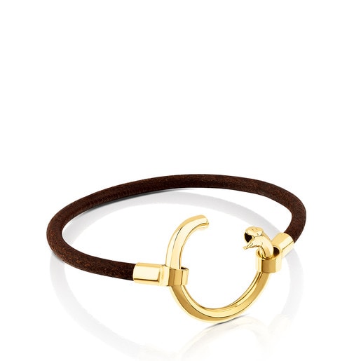 Vermeil Silver and Leather Hold Bracelet