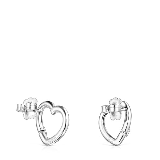 Small Silver Hold heart Earrings