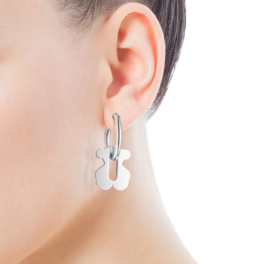 Hold Metal Silver Bear Earrings | TOUS