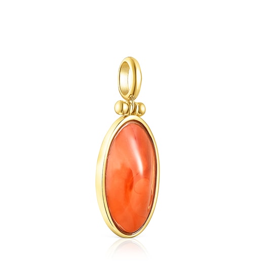 Silver Vermeil Cocktail Pendant with orange Glass