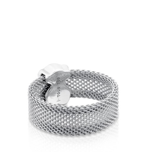 Steel and White gold TOUS Icon Mesh Ring with Diamonds 0,20ct