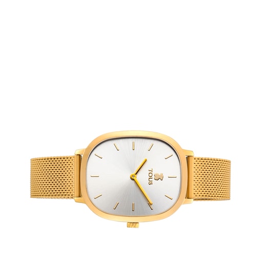 Reloj Tous de mujer Hold dorado, brazalente redondo de acero y fetiche,  ref. 700350220.