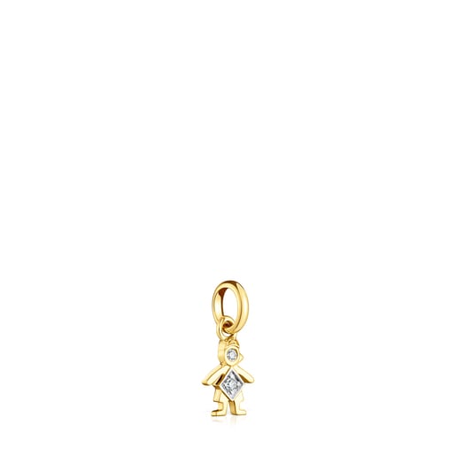 Gold TOUS Mama boy Pendant with Diamonds