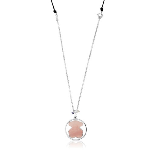 Collar de plata con cuarzo rosa, Iolita y perla Camille