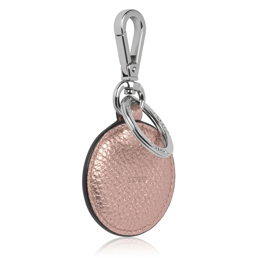 TOUS Leather Pink Lovers Circle Key Ring
