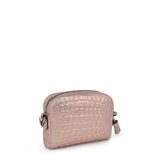 Pink-golden leather Sherton crossbody bag | TOUS