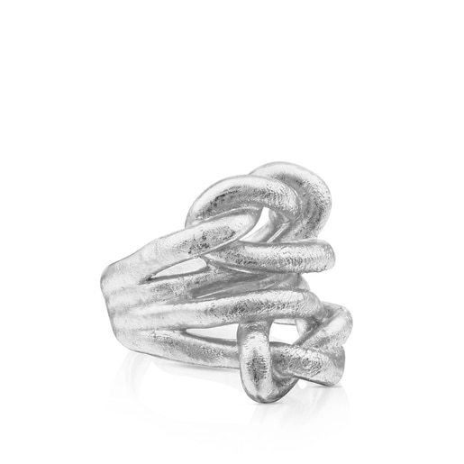 Silver Ring with Knot motif Duna Tube | TOUS