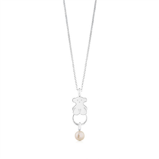 TOUS Sweet Dolls 925 Silver Pendant Necklace with White Chinese Freshwater Cultured Pearl 5.0 mm