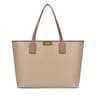 Large taupe colored Script Day Tote bag