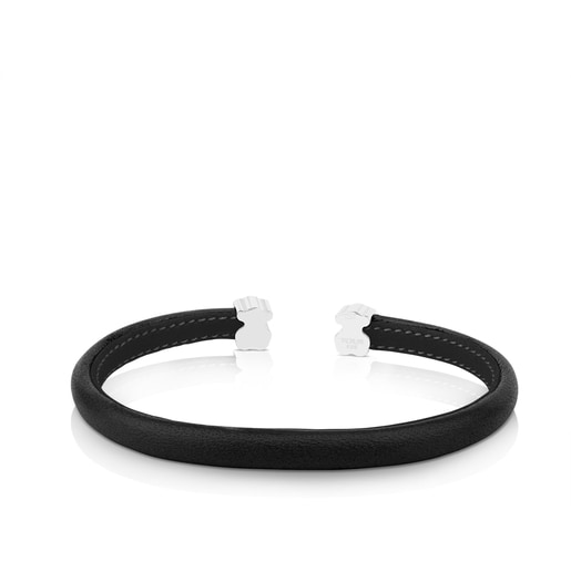Pulsera de plata y cuero negro Sweet Dolls