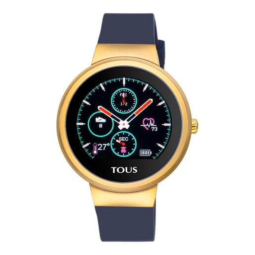 Reloj smartwatch activity Rond Touch de acero IP dorado con correa de silicona intercambiable