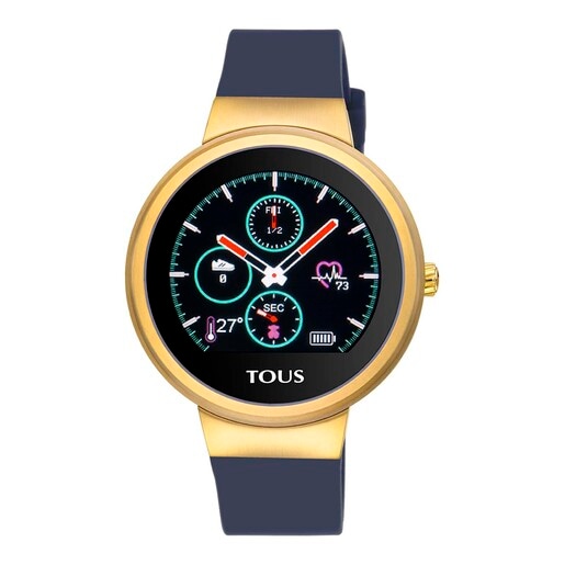 Gold IP Steel Rond Touch activity Watch with interchangeable Silicone strap